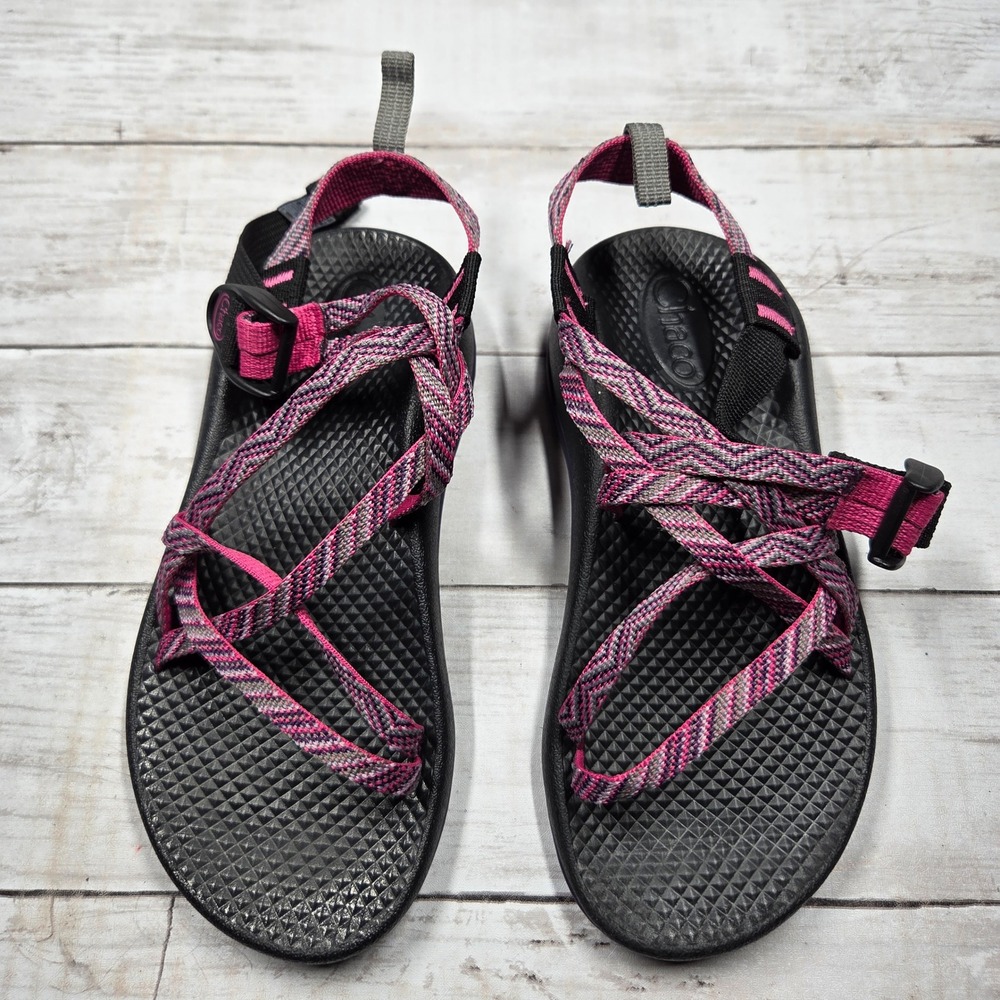 Chaco Z/1 Ecotread Strappy Athletic Sandals Kid 3 Pink Purple Chevron Water Shoe